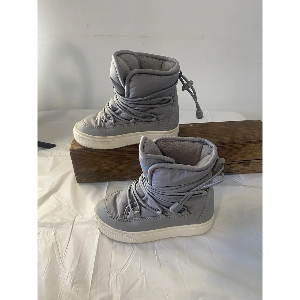 Kids Native Gray Chamonix Retro Elastic Wrap Up Lace‎ Free Boots-Size Child 12